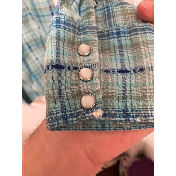 Vintage Western Wear Women's Snap Button Down Shirt, Blue Multi, Size 36 - Picture 3 of 6